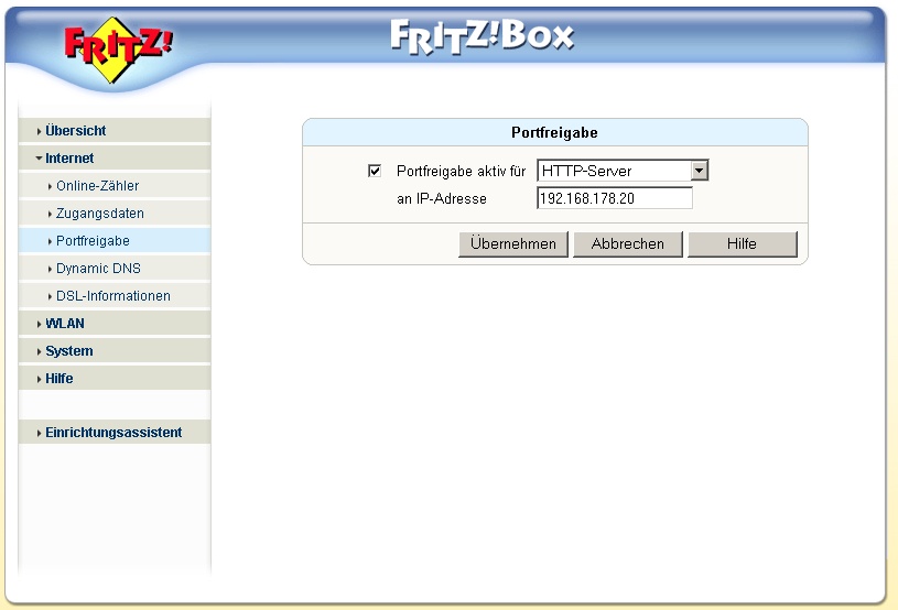 Webservice - Ports freigeben fr Fritz!Box